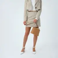 Сумка женская кросс-боди на молнии, 25&times;9.5&times;18.5 см, бежевая