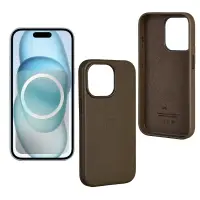 Чехол iPh 15 Pro Max Leather Case 100% ORG (MagSafe) c LOGO Light Brown