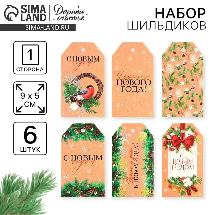 Шильдик декоративный в наборе «Время чудес», 6 шт, 5 х 9 см Шильдик декоративный в наборе «Время чудес», 6 шт, 5 х 9 см