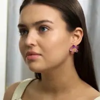Серьги пластик &laquo;Цветок Лилии&raquo;, прозрачные, блёстка, розовый, фиолетовый