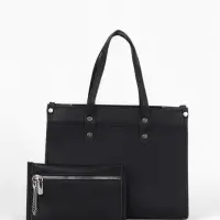 Сумка женская тоут TEXTURA на молнии, с кошельком, 30&times;10&times;24 см, чёрный