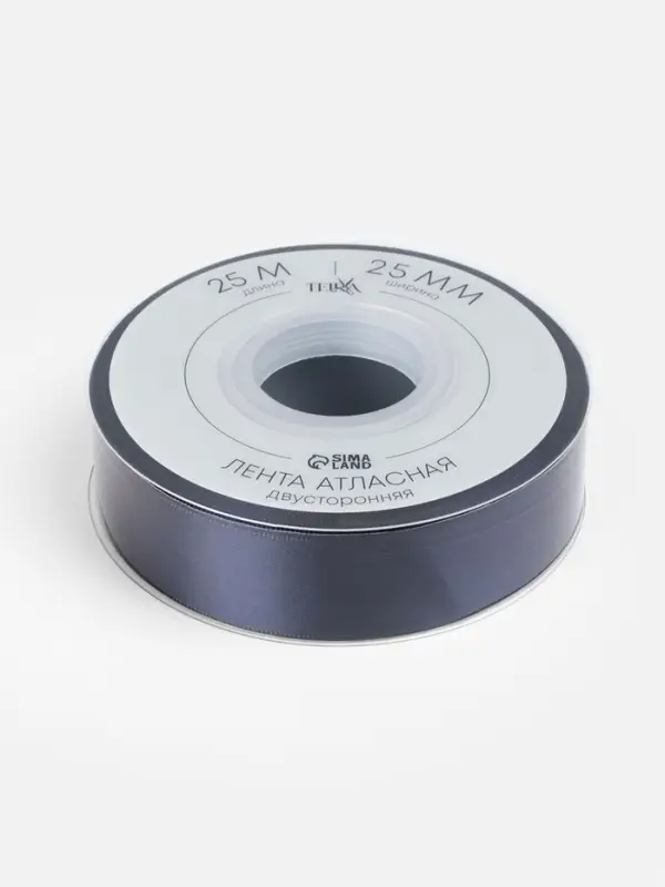 Лента атласная TEIRA, двухсторонняя, 25 мм, 25&plusmn;1 м, тёмно-синяя №330