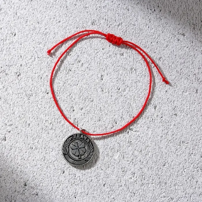 Браслет-талисман (3 шт) «Притягивает удачу», красная нить, длина 24 см