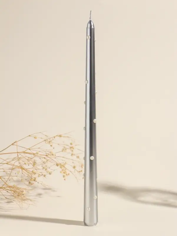 Набор свечей античных, 2,3х30 см, 2 шт "Серебро и жемчуг" 7,5х33,5х2,5 см