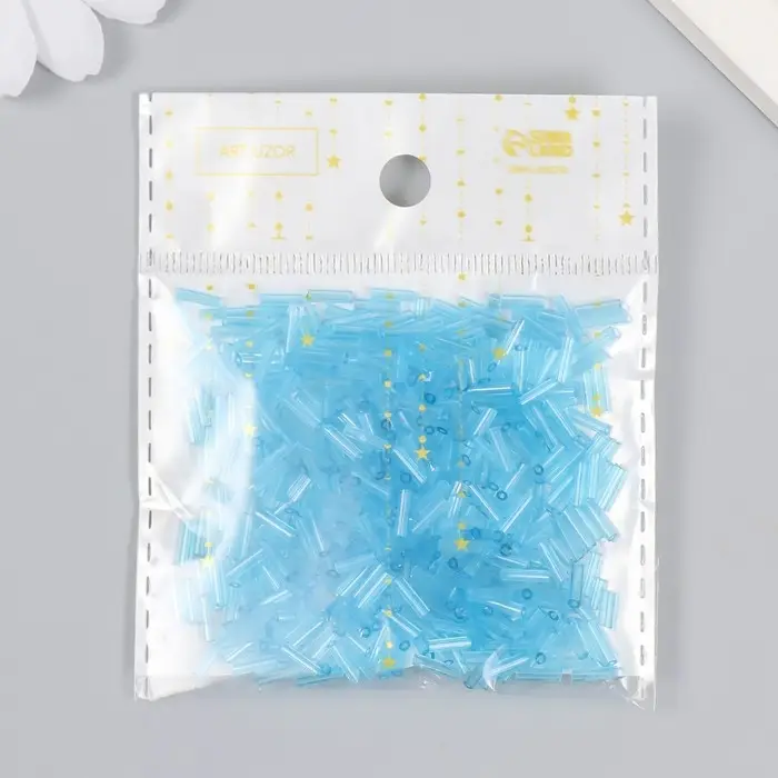 Стеклярус размер 6 мм  Стеклярус размер 6 мм "Легкий синий" 20 гр