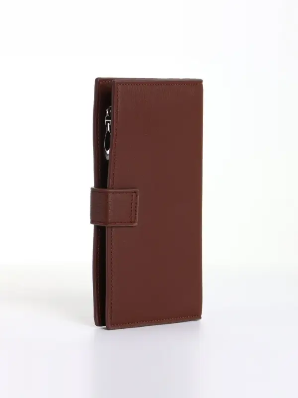 Портмоне мужское, на магните, три отделения, коричневое