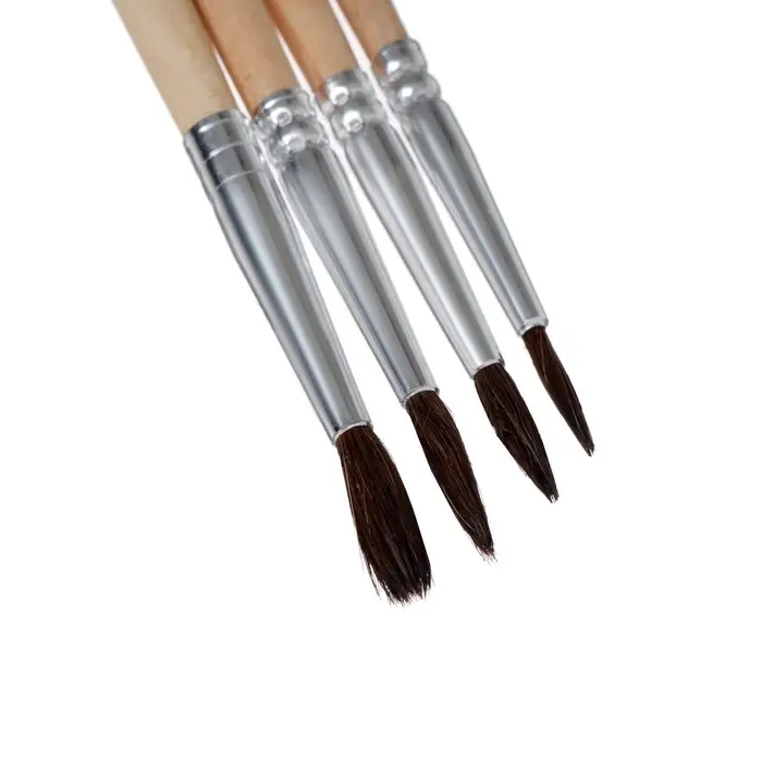 Набор кистей для рисования, пони, 4 штуки: № 1, 2, 3, 4, круглые, деревянная ручка, международный размер