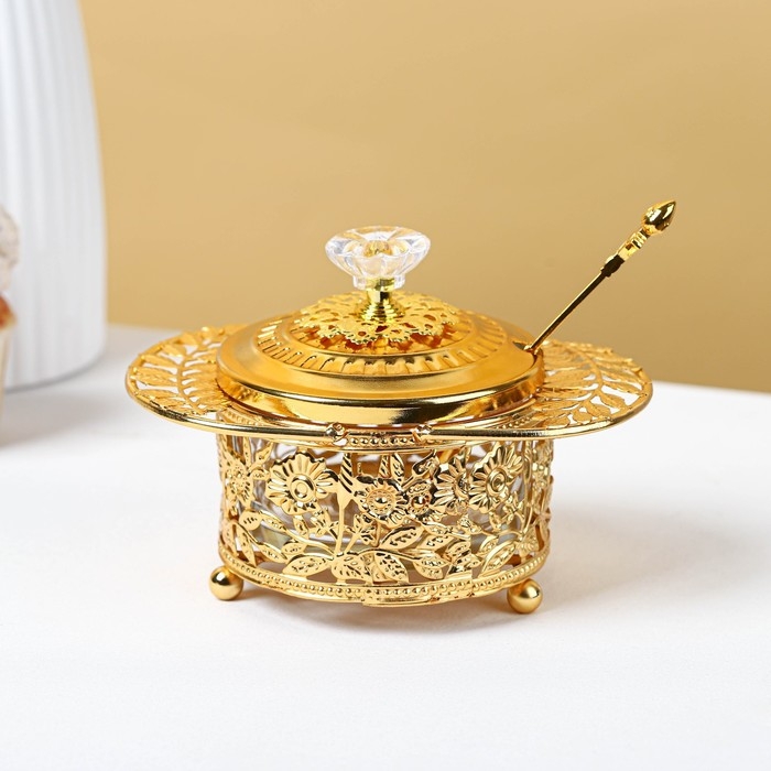 Сахарница «Крылья», 200 мл, 16×10,5×11 см, с ложкой, цвет металла золотой Сахарница «Крылья», 200 мл, 16×10,5×11 см, с ложкой, цвет металла золотой