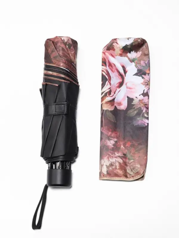 Зонт механический &laquo;Воздушные пионы&raquo;, эпонж, 4 сложения, 8 спиц, R=48/55 см, d=96 см, МИКС