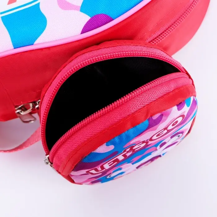 Рюкзак школьный детский для девочки «Кеды», 24.5×10×30, на молнии, розовый, с кошельком