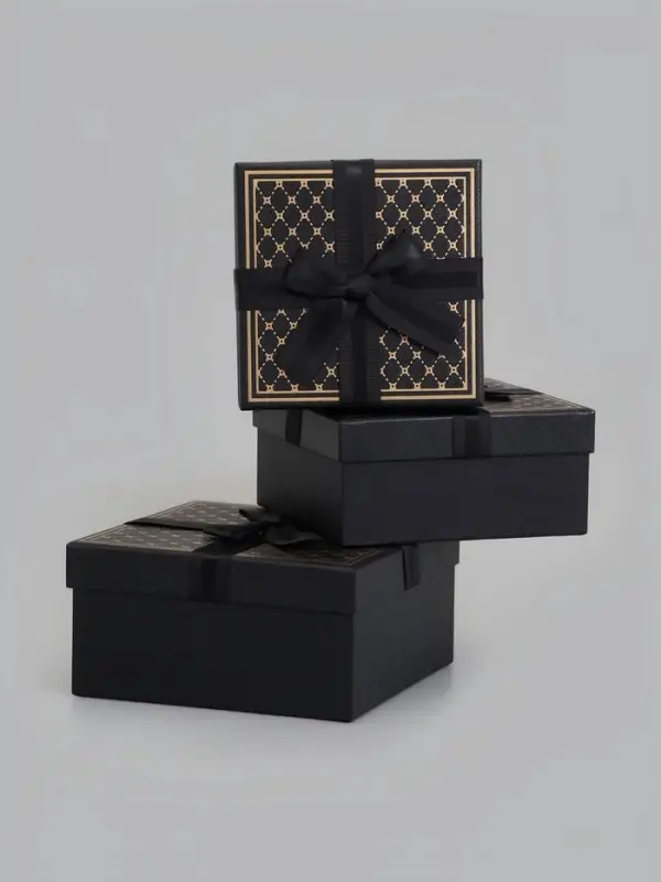 Набор подарочных коробок 3 в 1, с бантом, 19&times;19&times;9.5 см, 17&times;17&times;8 см, 15&times;15&times;6.5 см