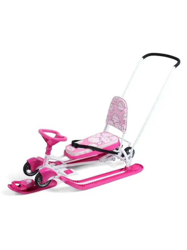 Снегокат &laquo;Котики&raquo;, с родительской ручкой, со спинкой, розовый, ТС6-СЛ/К Snow Cat