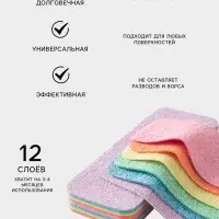 Салфетка многослойная для уборки из микрофибры MicroPVA, 17&times;7 см, 12 слоев