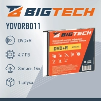 Носители информации Bigtech YDVDRB011 DVD+R 4,7 Гб/16х/1 slim box