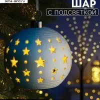 Ёлочный шар &laquo;Звёздное небо&raquo;, 9&times;9&times;9.8 см, 1 LED, керамика, от батареек LR44&times;2, свечение тёплое белое