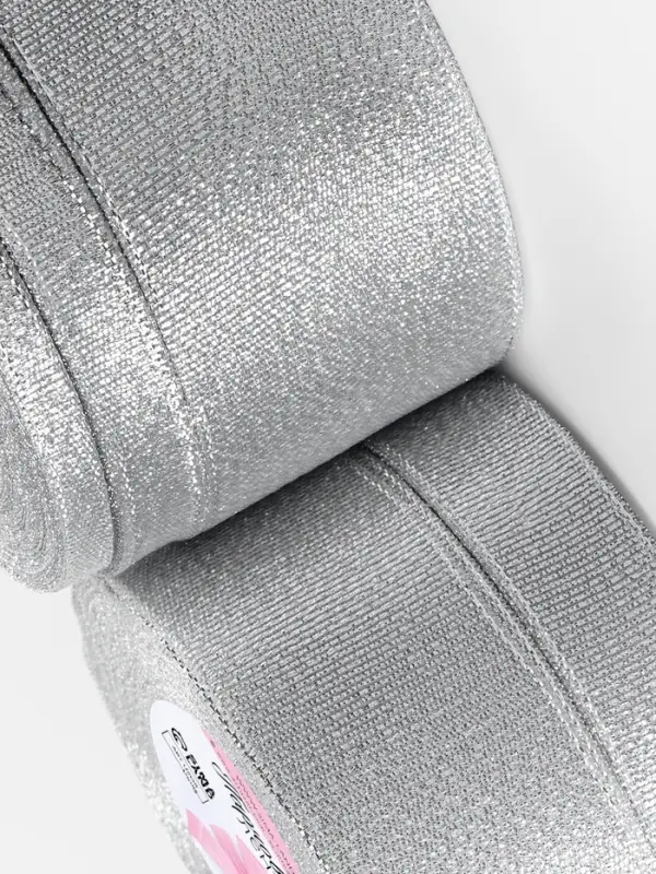 Набор парчовых лент, 5 шт., размер лент: 6/10/20/40/50 мм, 23&plusmn;1 м, цвет серебряный