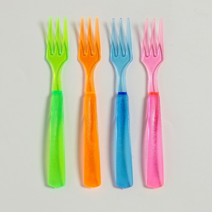 Вилки пластиковые, набор 12 шт., цвета МИКС Вилки пластиковые, набор 12 шт., цвета МИКС