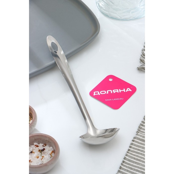 Ложка для соуса из нержавеющей стали Доляна «Хозяюшка», 30 мл, h=25 см, цвет серебряный Ложка для соуса из нержавеющей стали Доляна «Хозяюшка», 30 мл, h=25 см, цвет серебряный