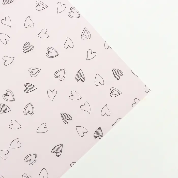Бумага упаковочная тишью, «Сердечки», 50 см × 70 см 17 грамм, розовая