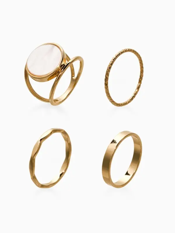 Набор колец 3 шт "Новый стиль" линии, размер МИКС, цвет белый в золоте