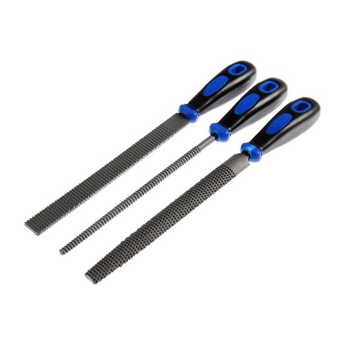 Набор рашпилей ТУНДРА, сталь У10, пластиковые рукоятки, 200 мм, 3 шт. Набор рашпилей ТУНДРА, сталь У10, пластиковые рукоятки, 200 мм, 3 шт.