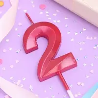 Свеча в торт на шпажке «Цифра 2», красная, 5 см