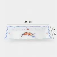 Блюдо сервировочное новогоднее Доляна «Снегири на ветке"», 25×16 см, стекло, белое, голубое