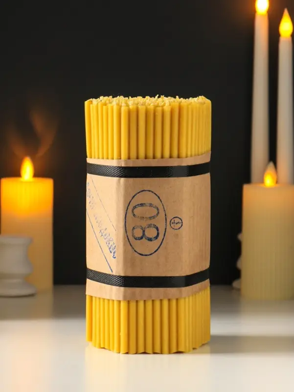 Свечи церковные медовые №80, упаковка 1 кг, парафин, медовое масло