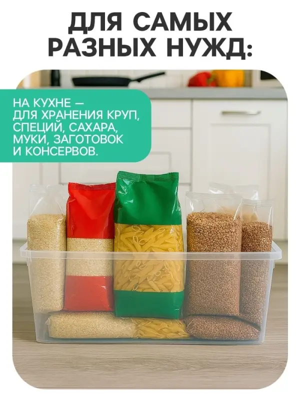 Ящик пластиковый для хранения, с крышкой, объём &mdash; 16 л, прозрачно-матовый