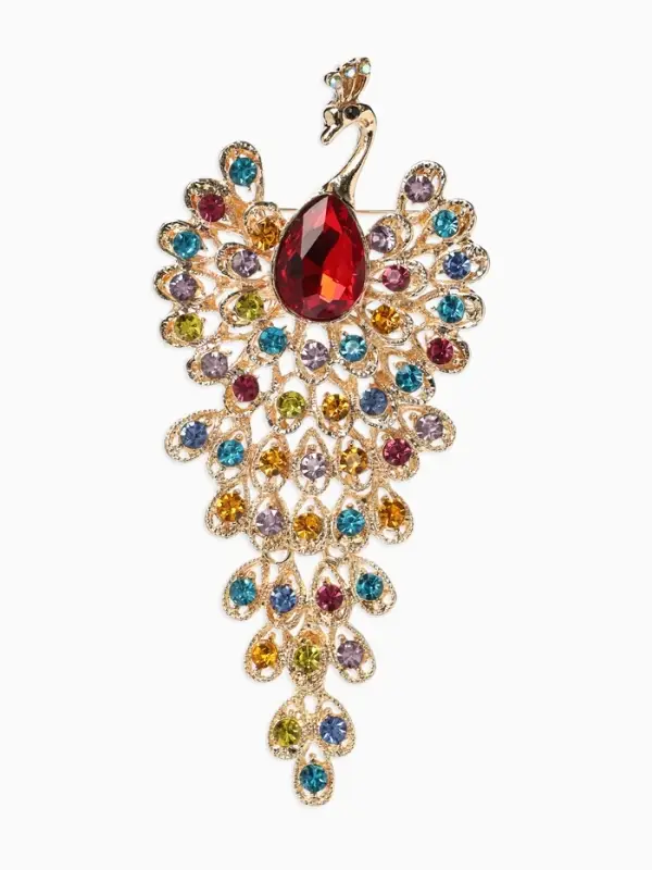 Брошь &laquo;Жар-птица волшебная&raquo;, стразы, цветная в золоте