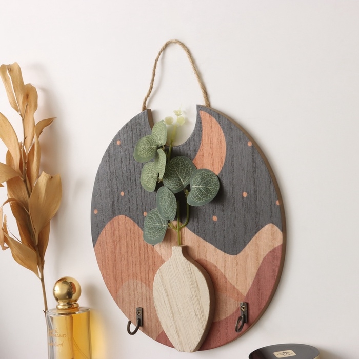 Крючки декоративные дерево Крючки декоративные дерево "Абстракция. Горы. Цветок" 1,5х23,4х22,5 см