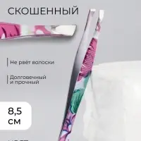 Пинцет скошенный, узкий, 8.5 см, рисунок МИКС