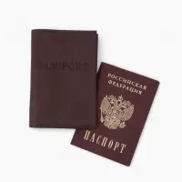Обложка для паспорта, натуральная кожа, флотер, коричневая