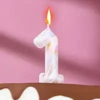 Свеча в торт &laquo;Белый мрамор&raquo;, цифра 1, 5.5 см