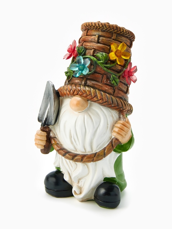 Садовая фигура  Садовая фигура "Гном с лопатой", 14х13.5х24 см, с подсветкой