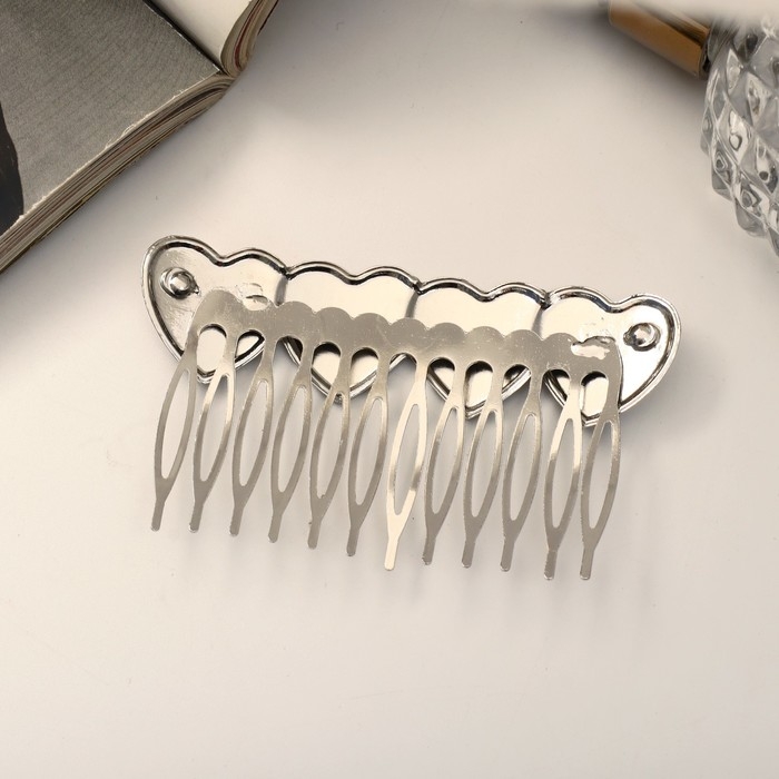 Гребень для волос "Либерти" сердца ряд, 5х7 см, серебро
