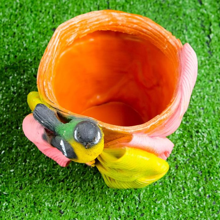 Фигурное кашпо Фигурное кашпо "Птичка на шляпе с бантиком" 21х17см, МИКС