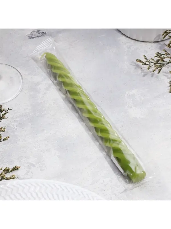 Свеча витая, 2.3&times;24.5 см, 5 ч, 50 г, оливковая