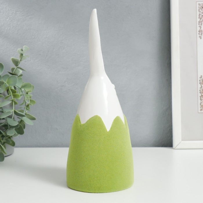 Сувенир керамика Сувенир керамика "Зайчик в скорлупе" зелёный флок 22,2х8,7х8,7 см