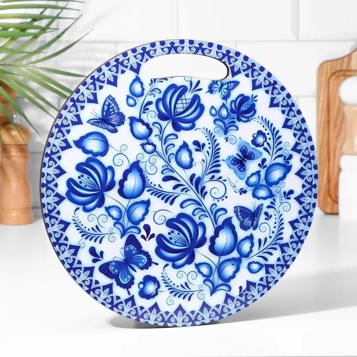 Доска разделочная сувенирная «Гжельская роспись», 25,5 см, круглая Доска разделочная сувенирная «Гжельская роспись», 25,5 см, круглая
