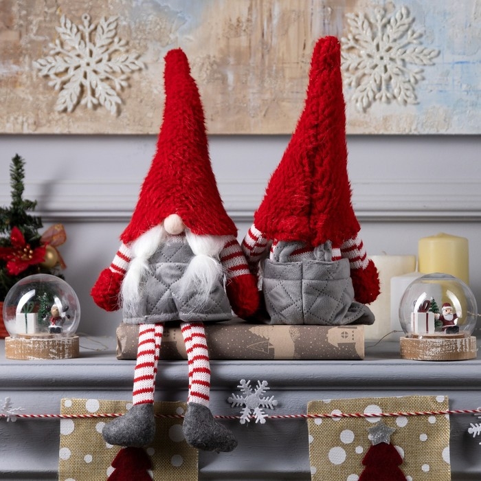 Светодиодная фигура «Гном с усами» 14 × 47 × 9 см, текстиль, батарейки AG10х3 (в комплекте), свечение тёплое белое Светодиодная фигура «Гном с усами» 14 × 47 × 9 см, текстиль, батарейки AG10х3 (в комплекте), свечение тёплое белое