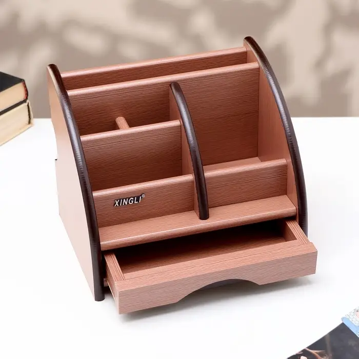 Органайзер 5 секций, 1 выдвижной ящик, серия Ясень шимо темный с кантом темным, 16&times;20.5