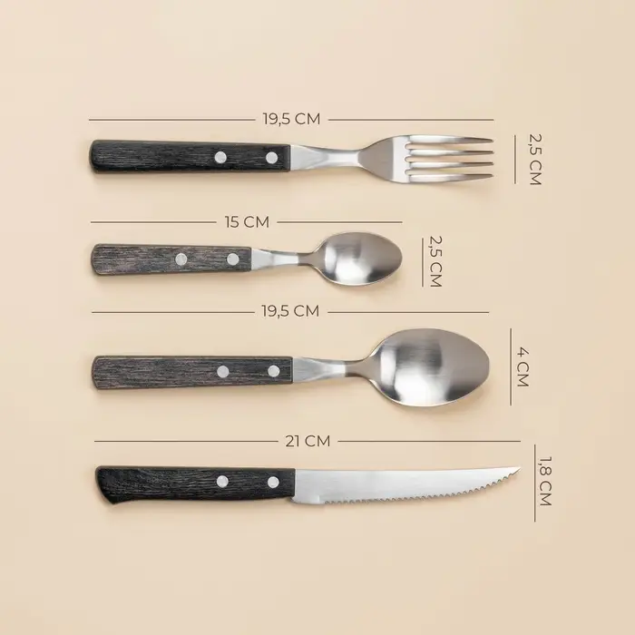 Набор столовых приборов SL Home, 24 предмета, нержавеющая сталь, серебристый, ручки коричневый