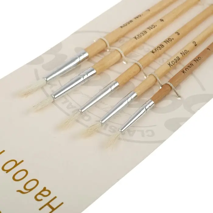 Набор кистей для рисования, коза, 5 штук: № 1, 2, 3, 4, 5, круглые, деревянная ручка, международный размер