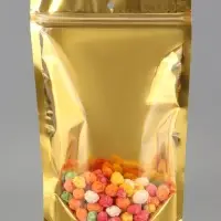 Пакет дой-пак, матовый, золотой, с прозрачной стенкой,20&times;30&times;8 см