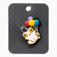 Брошь перламутровый "Лягушка" с шариками, цветная  в золоте