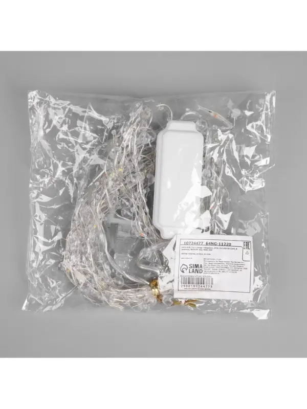 Гирлянда &laquo;Нить&raquo; 5 м, роса с насадками &laquo;Шарики&raquo;, IP20, серебристая нить, 50 LED, 8 режимов, свечение мульти, 220 В