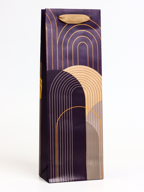 Пакет ламинированный под бутылку "Графика", 12 х 36 х 8 см