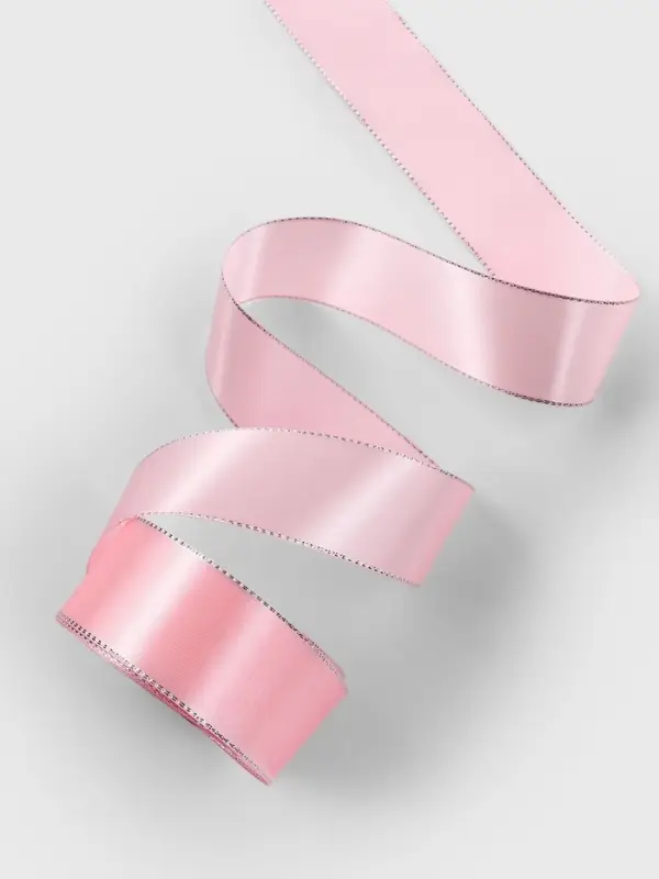 Лента атласная, с серебряным люрексом, 40 мм, 23&plusmn;1 м, розовая №04