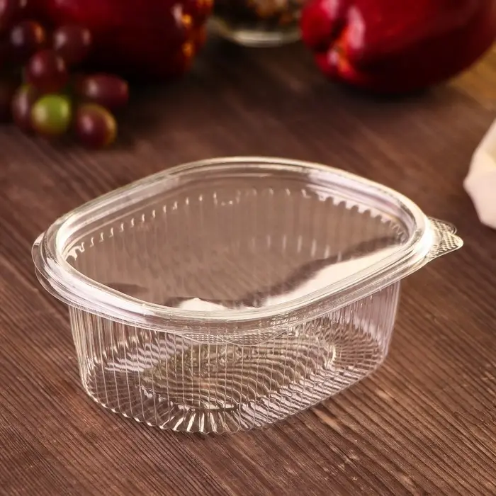 Контейнер одноразовый с неразъёмной крышкой ПР-РКС &laquo;АВС&raquo;, 500 мл, пластик, 15.9&times;13&times;5.5 см, прозрачный